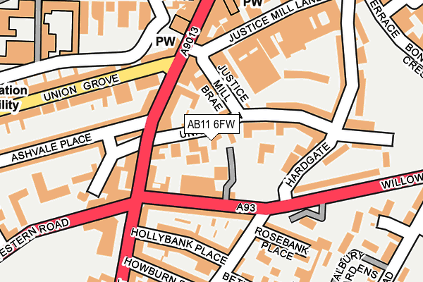 AB11 6FW map - OS OpenMap – Local (Ordnance Survey) AB11 6FW map - OS OpenMap – Local (Ordnance Survey)