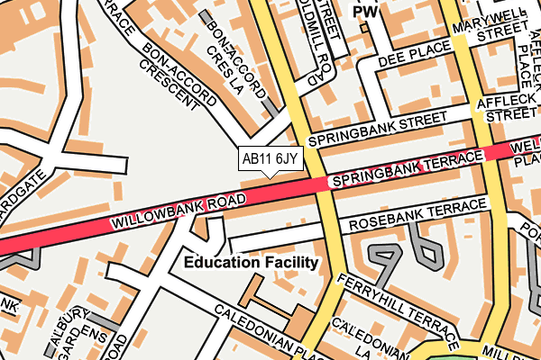 AB11 6JY map - OS OpenMap – Local (Ordnance Survey) AB11 6JY map - OS OpenMap – Local (Ordnance Survey)