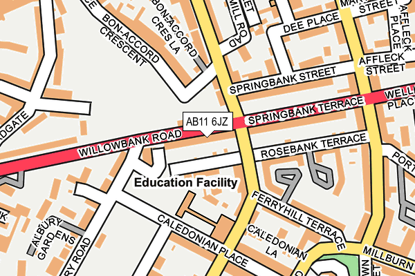 AB11 6JZ map - OS OpenMap – Local (Ordnance Survey) AB11 6JZ map - OS OpenMap – Local (Ordnance Survey)