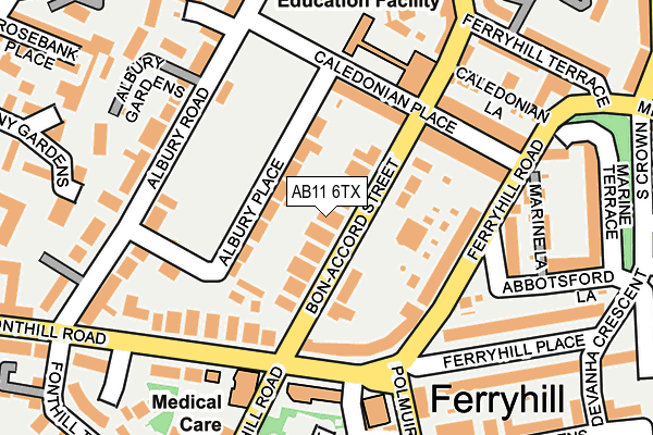 AB11 6TX map - OS OpenMap – Local (Ordnance Survey) AB11 6TX map - OS OpenMap – Local (Ordnance Survey)