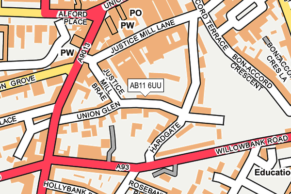 AB11 6UU map - OS OpenMap – Local (Ordnance Survey) AB11 6UU map - OS OpenMap – Local (Ordnance Survey)