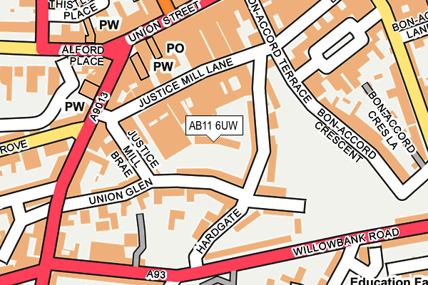 AB11 6UW map - OS OpenMap – Local (Ordnance Survey) AB11 6UW map - OS OpenMap – Local (Ordnance Survey)