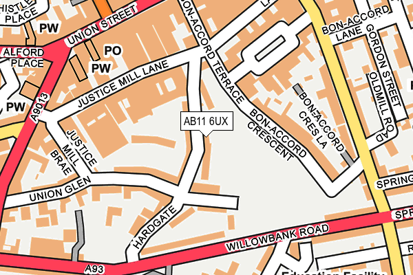 AB11 6UX map - OS OpenMap – Local (Ordnance Survey) AB11 6UX map - OS OpenMap – Local (Ordnance Survey)