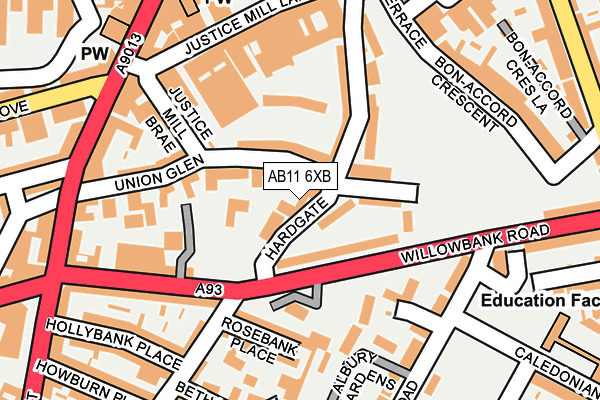 AB11 6XB map - OS OpenMap – Local (Ordnance Survey) AB11 6XB map - OS OpenMap – Local (Ordnance Survey)