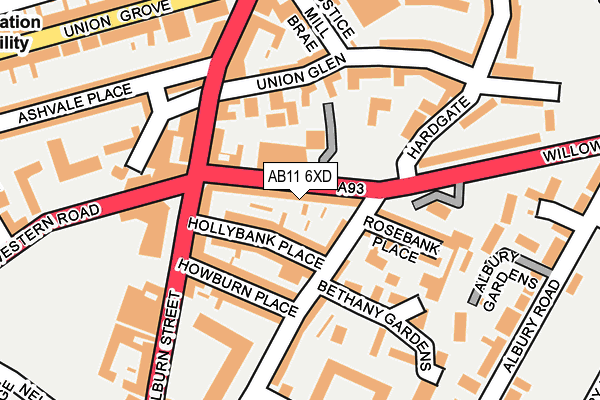 AB11 6XD map - OS OpenMap – Local (Ordnance Survey) AB11 6XD map - OS OpenMap – Local (Ordnance Survey)