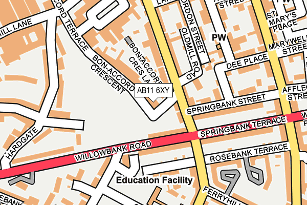 AB11 6XY map - OS OpenMap – Local (Ordnance Survey) AB11 6XY map - OS OpenMap – Local (Ordnance Survey)