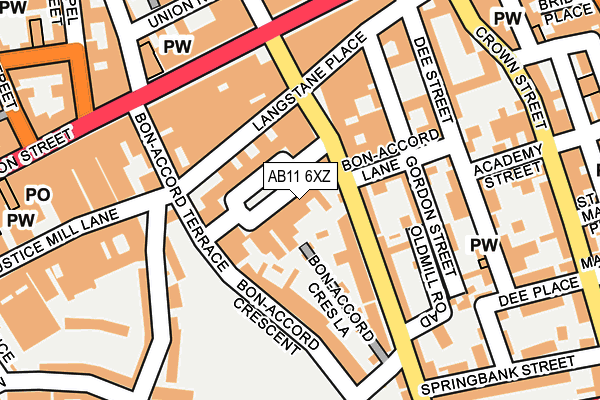 AB11 6XZ map - OS OpenMap – Local (Ordnance Survey) AB11 6XZ map - OS OpenMap – Local (Ordnance Survey)