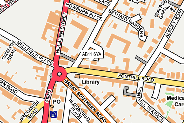 AB11 6YA map - OS OpenMap – Local (Ordnance Survey) AB11 6YA map - OS OpenMap – Local (Ordnance Survey)