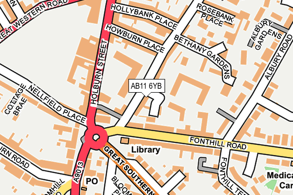 AB11 6YB map - OS OpenMap – Local (Ordnance Survey) AB11 6YB map - OS OpenMap – Local (Ordnance Survey)
