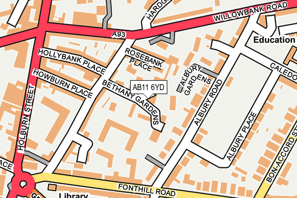 AB11 6YD map - OS OpenMap – Local (Ordnance Survey) AB11 6YD map - OS OpenMap – Local (Ordnance Survey)