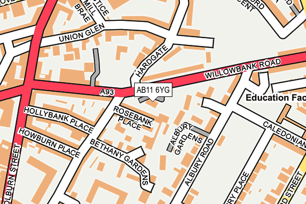 AB11 6YG map - OS OpenMap – Local (Ordnance Survey) AB11 6YG map - OS OpenMap – Local (Ordnance Survey)