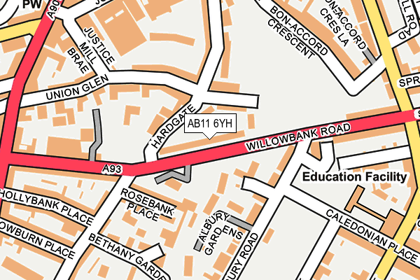 AB11 6YH map - OS OpenMap – Local (Ordnance Survey)