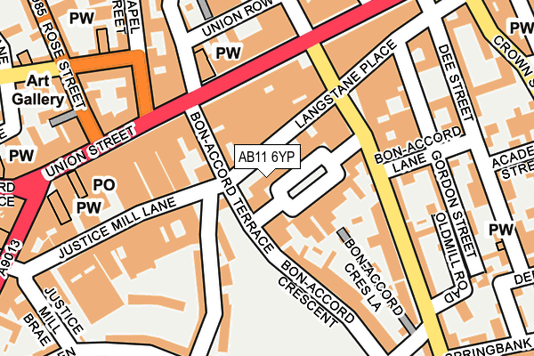 AB11 6YP map - OS OpenMap – Local (Ordnance Survey) AB11 6YP map - OS OpenMap – Local (Ordnance Survey)