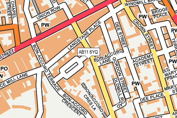 AB11 6YQ map - OS OpenMap – Local (Ordnance Survey) AB11 6YQ map - OS OpenMap – Local (Ordnance Survey)