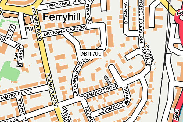 AB11 7UG map - OS OpenMap – Local (Ordnance Survey)