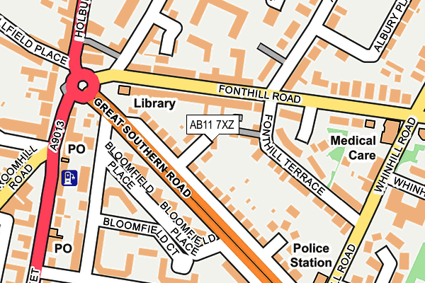 AB11 7XZ map - OS OpenMap – Local (Ordnance Survey) AB11 7XZ map - OS OpenMap – Local (Ordnance Survey)