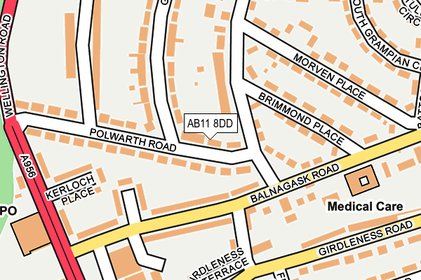 AB11 8DD map - OS OpenMap – Local (Ordnance Survey) AB11 8DD map - OS OpenMap – Local (Ordnance Survey)