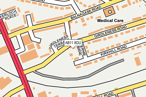 AB11 8DU map - OS OpenMap – Local (Ordnance Survey) AB11 8DU map - OS OpenMap – Local (Ordnance Survey)