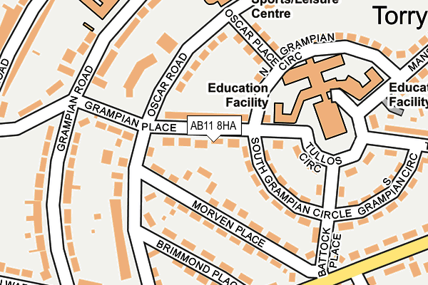 AB11 8HA map - OS OpenMap – Local (Ordnance Survey) AB11 8HA map - OS OpenMap – Local (Ordnance Survey)