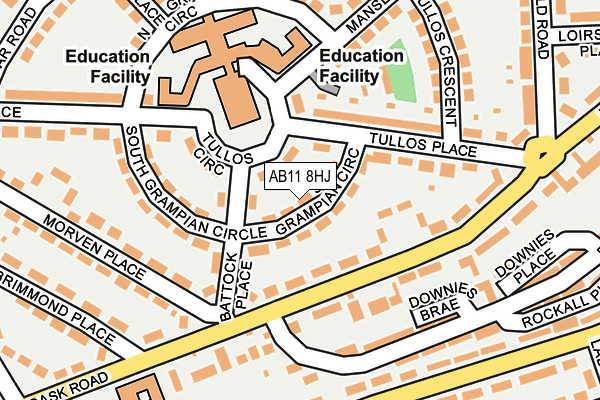 AB11 8HJ map - OS OpenMap – Local (Ordnance Survey) AB11 8HJ map - OS OpenMap – Local (Ordnance Survey)