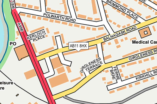 AB11 8HX map - OS OpenMap – Local (Ordnance Survey) AB11 8HX map - OS OpenMap – Local (Ordnance Survey)