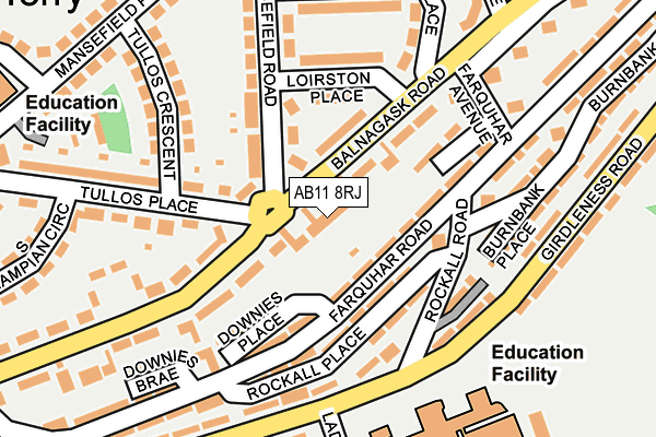 AB11 8RJ map - OS OpenMap – Local (Ordnance Survey) AB11 8RJ map - OS OpenMap – Local (Ordnance Survey)