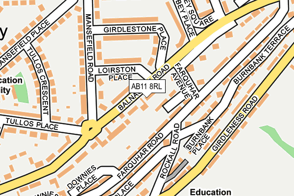 AB11 8RL map - OS OpenMap – Local (Ordnance Survey) AB11 8RL map - OS OpenMap – Local (Ordnance Survey)