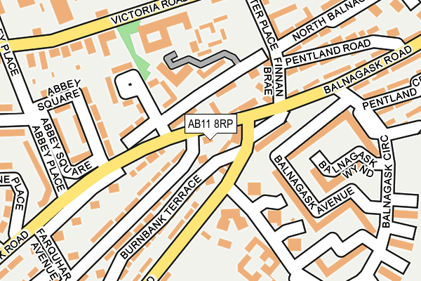 AB11 8RP map - OS OpenMap – Local (Ordnance Survey) AB11 8RP map - OS OpenMap – Local (Ordnance Survey)