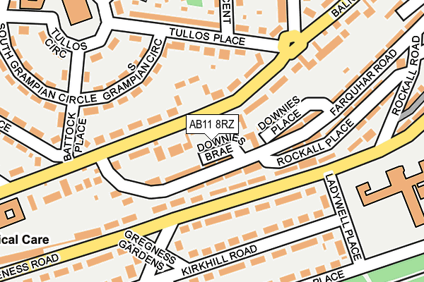 AB11 8RZ map - OS OpenMap – Local (Ordnance Survey) AB11 8RZ map - OS OpenMap – Local (Ordnance Survey)