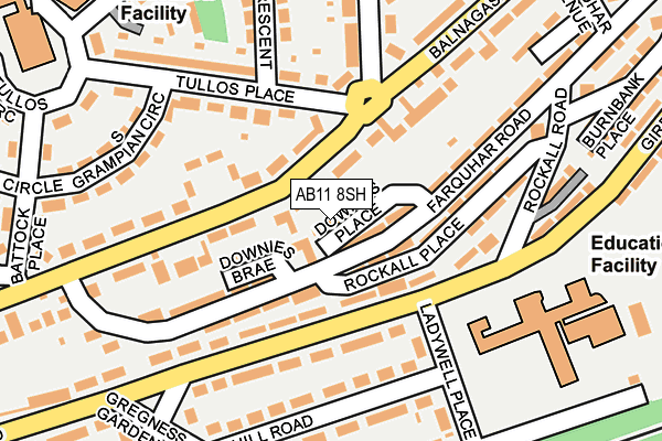 AB11 8SH map - OS OpenMap – Local (Ordnance Survey) AB11 8SH map - OS OpenMap – Local (Ordnance Survey)