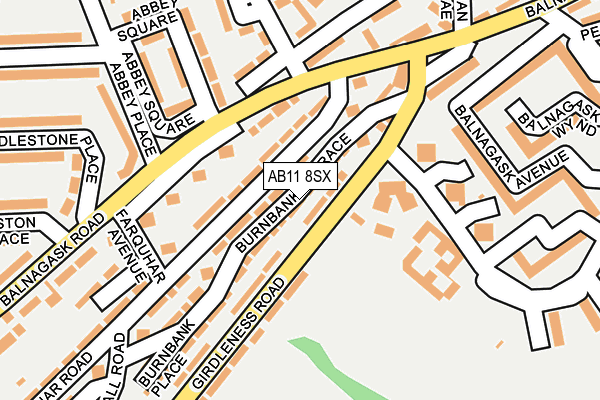 AB11 8SX map - OS OpenMap – Local (Ordnance Survey) AB11 8SX map - OS OpenMap – Local (Ordnance Survey)