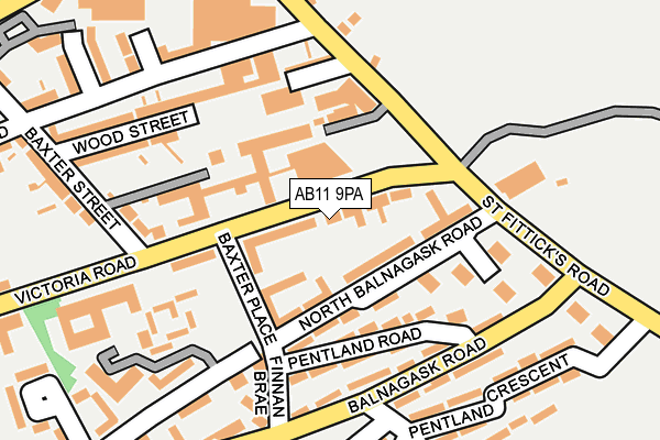 AB11 9PA map - OS OpenMap – Local (Ordnance Survey) AB11 9PA map - OS OpenMap – Local (Ordnance Survey)