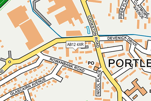 AB12 4XR map - OS OpenMap – Local (Ordnance Survey) AB12 4XR map - OS OpenMap – Local (Ordnance Survey)