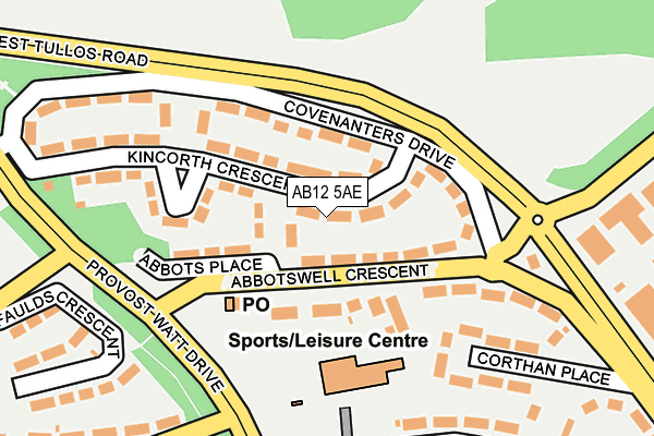 AB12 5AE map - OS OpenMap – Local (Ordnance Survey) AB12 5AE map - OS OpenMap – Local (Ordnance Survey)