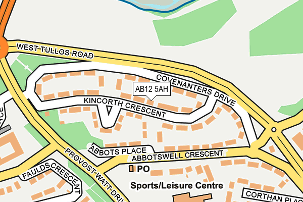 AB12 5AH map - OS OpenMap – Local (Ordnance Survey)