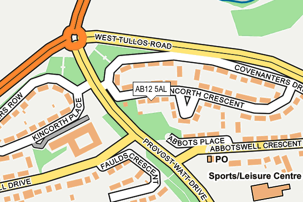 AB12 5AL map - OS OpenMap – Local (Ordnance Survey)