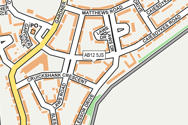 AB12 5JS map - OS OpenMap – Local (Ordnance Survey) AB12 5JS map - OS OpenMap – Local (Ordnance Survey)