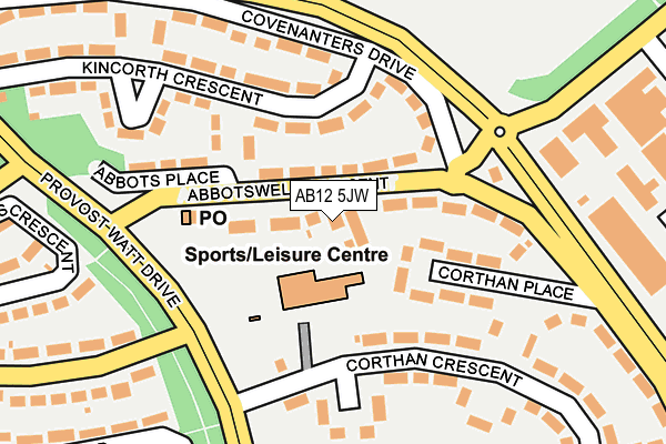 AB12 5JW map - OS OpenMap – Local (Ordnance Survey) AB12 5JW map - OS OpenMap – Local (Ordnance Survey)