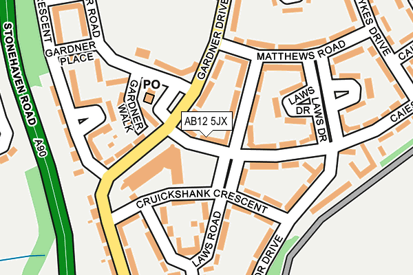 AB12 5JX map - OS OpenMap – Local (Ordnance Survey) AB12 5JX map - OS OpenMap – Local (Ordnance Survey)