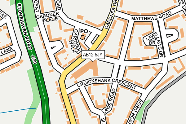 AB12 5JY map - OS OpenMap – Local (Ordnance Survey) AB12 5JY map - OS OpenMap – Local (Ordnance Survey)