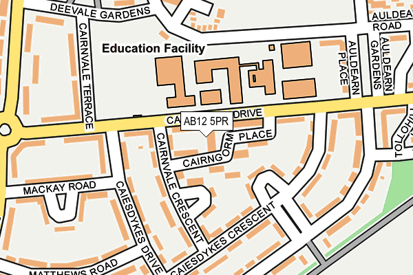AB12 5PR map - OS OpenMap – Local (Ordnance Survey)