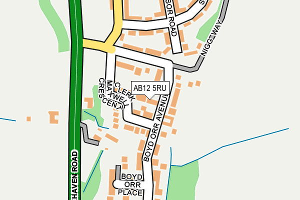 AB12 5RU map - OS OpenMap – Local (Ordnance Survey) AB12 5RU map - OS OpenMap – Local (Ordnance Survey)