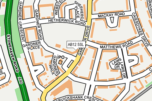 AB12 5SL map - OS OpenMap – Local (Ordnance Survey) AB12 5SL map - OS OpenMap – Local (Ordnance Survey)