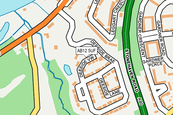 AB12 5UF map - OS OpenMap – Local (Ordnance Survey) AB12 5UF map - OS OpenMap – Local (Ordnance Survey)
