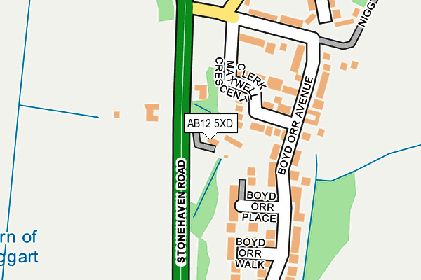 AB12 5XD map - OS OpenMap – Local (Ordnance Survey) AB12 5XD map - OS OpenMap – Local (Ordnance Survey)