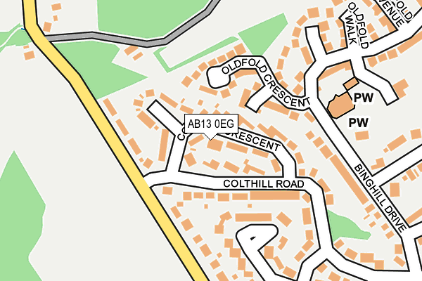 AB13 0EG map - OS OpenMap – Local (Ordnance Survey) AB13 0EG map - OS OpenMap – Local (Ordnance Survey)