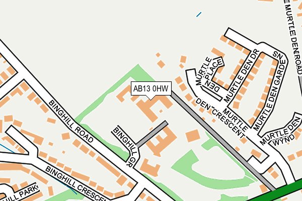 AB13 0HW map - OS OpenMap – Local (Ordnance Survey) AB13 0HW map - OS OpenMap – Local (Ordnance Survey)