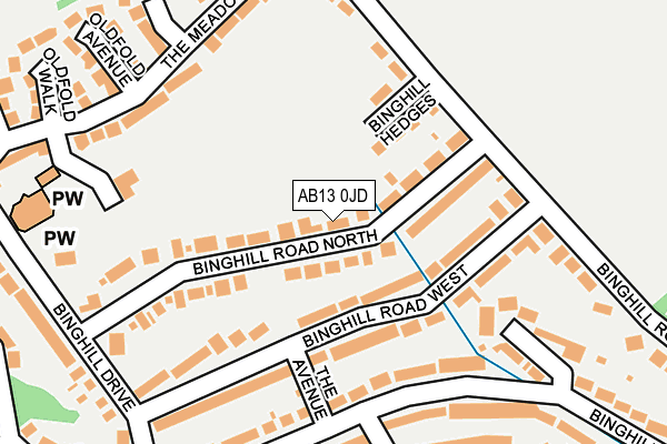AB13 0JD map - OS OpenMap – Local (Ordnance Survey) AB13 0JD map - OS OpenMap – Local (Ordnance Survey)