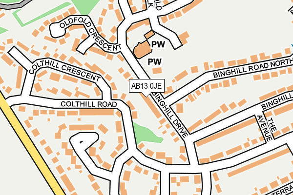 AB13 0JE map - OS OpenMap – Local (Ordnance Survey) AB13 0JE map - OS OpenMap – Local (Ordnance Survey)