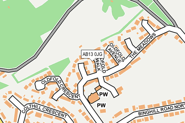 AB13 0JG map - OS OpenMap – Local (Ordnance Survey) AB13 0JG map - OS OpenMap – Local (Ordnance Survey)